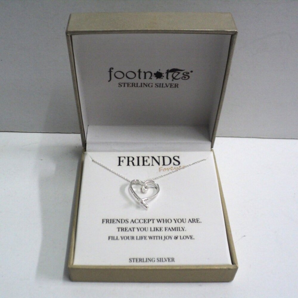 Friends Forever Heart Necklace Sterling Silver by Footnotes New In Damaged Box